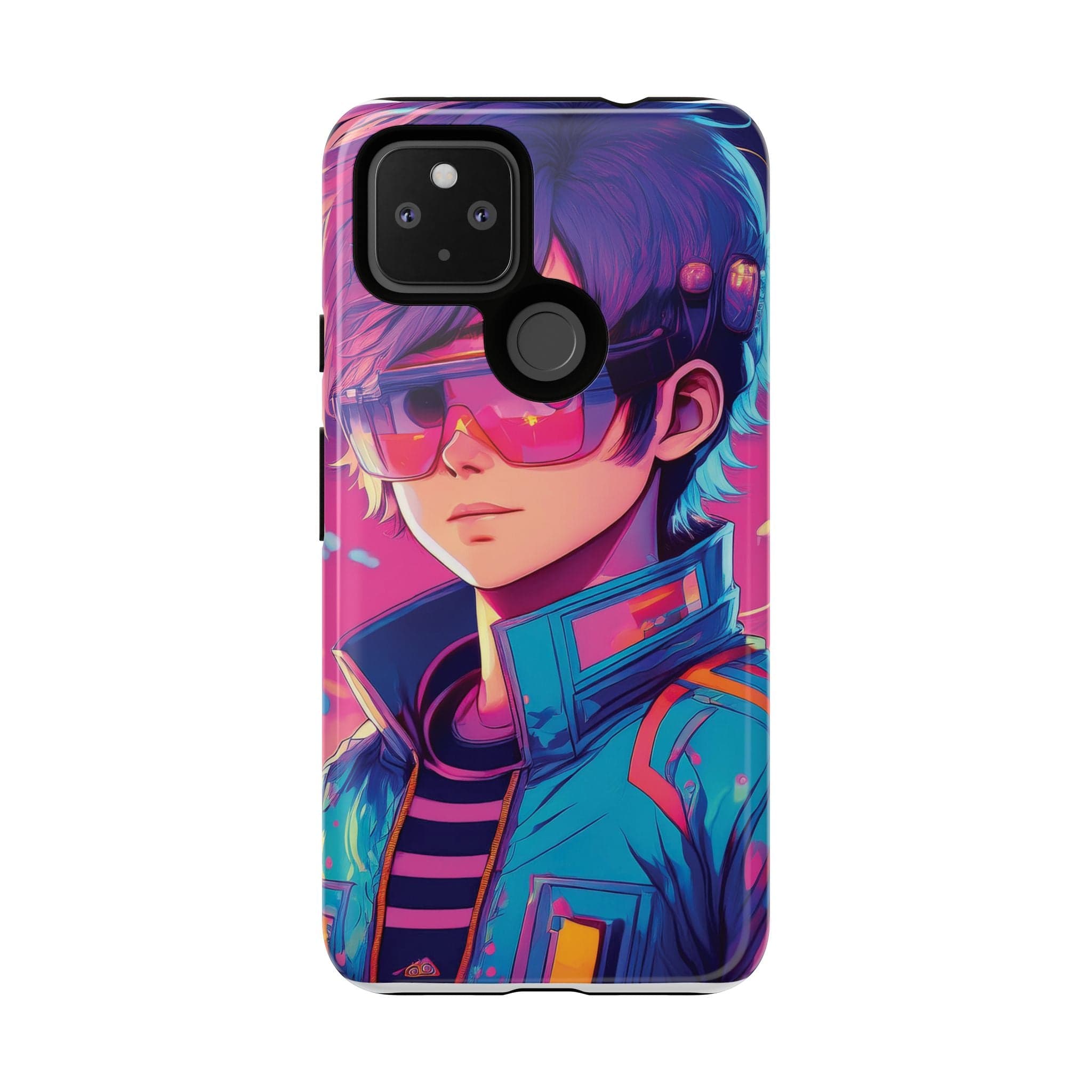 Retro-Futuristic Visionary Phone Case: Neon Dreams in Your Pocket - Tough Cases Google Pixel 4a 5G / Glossy Phone Case