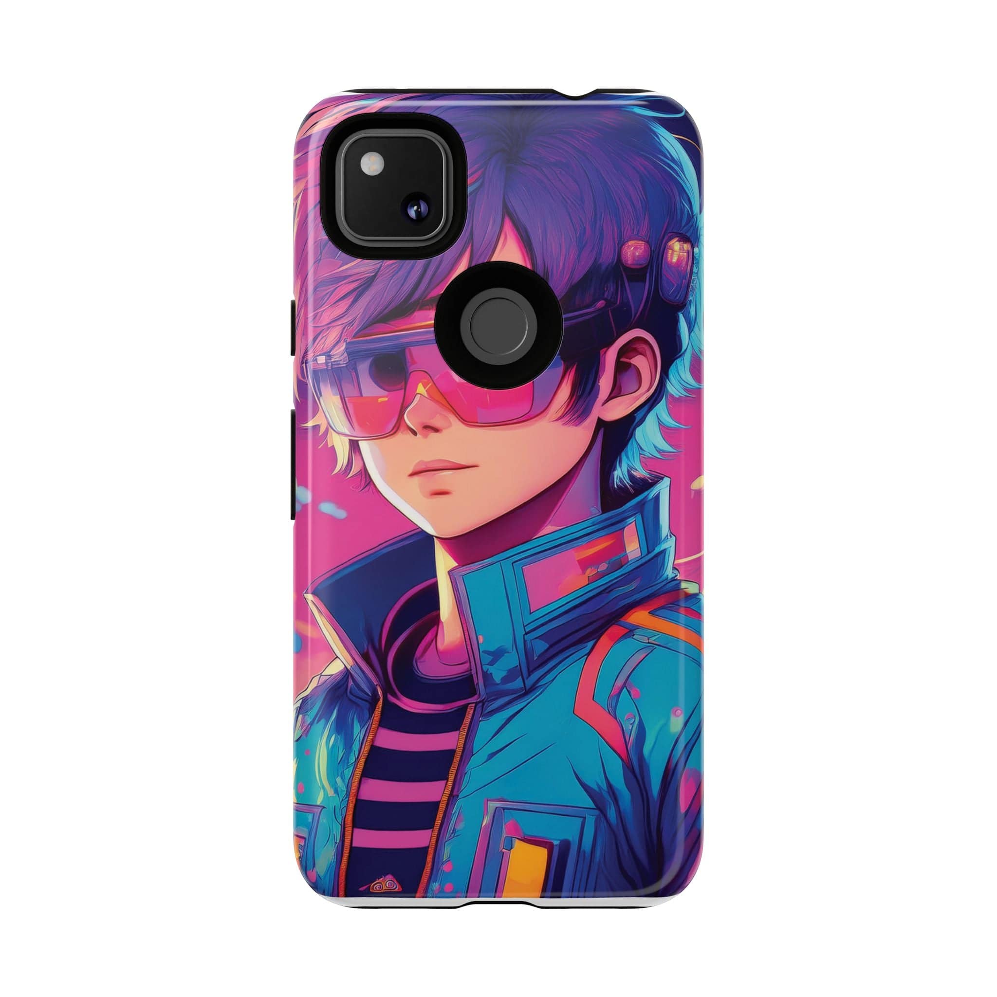 Retro-Futuristic Visionary Phone Case: Neon Dreams in Your Pocket - Tough Cases Google Pixel 4a / Glossy Phone Case