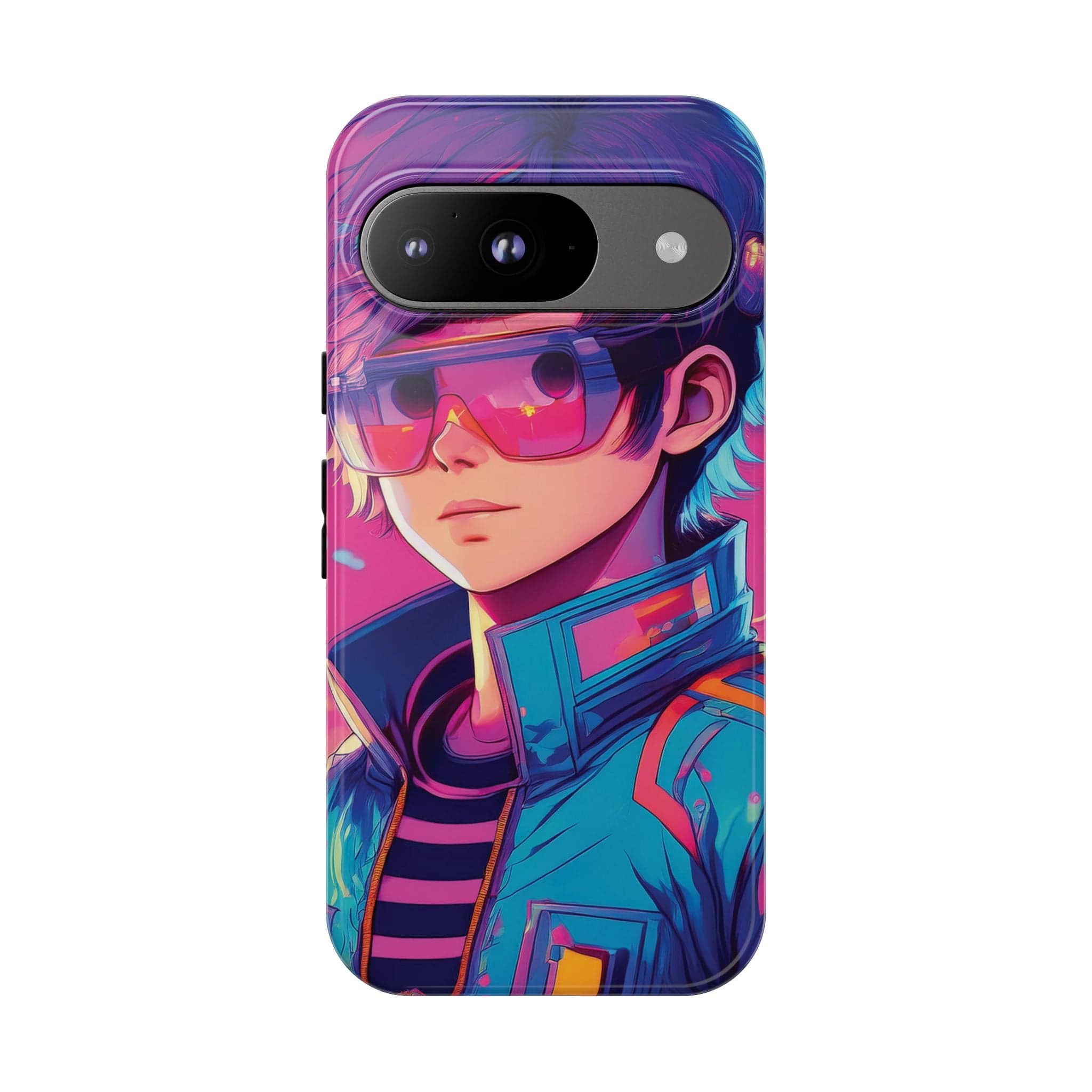 Retro-Futuristic Visionary Phone Case: Neon Dreams in Your Pocket - Tough Cases Google Pixel 9 / Glossy Phone Case