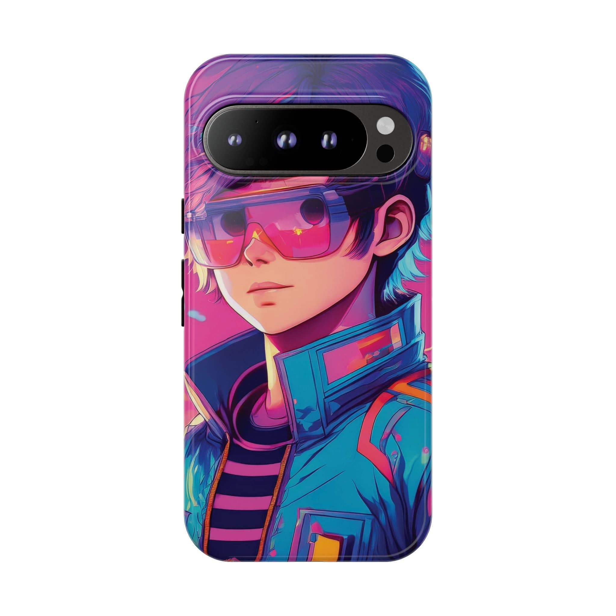 Retro-Futuristic Visionary Phone Case: Neon Dreams in Your Pocket - Tough Cases Google Pixel 9 Pro / Glossy Phone Case