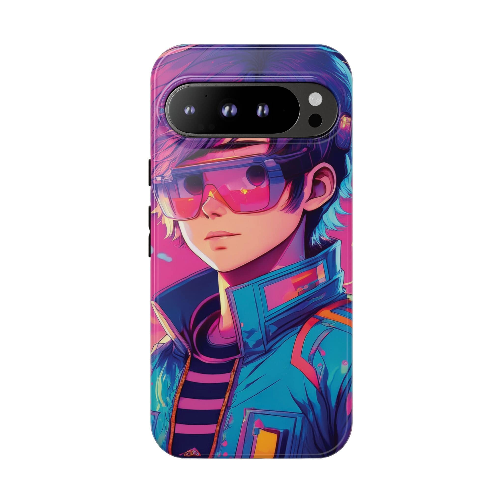 Retro-Futuristic Visionary Phone Case: Neon Dreams in Your Pocket - Tough Cases Google Pixel 9 Pro XL / Glossy Phone Case