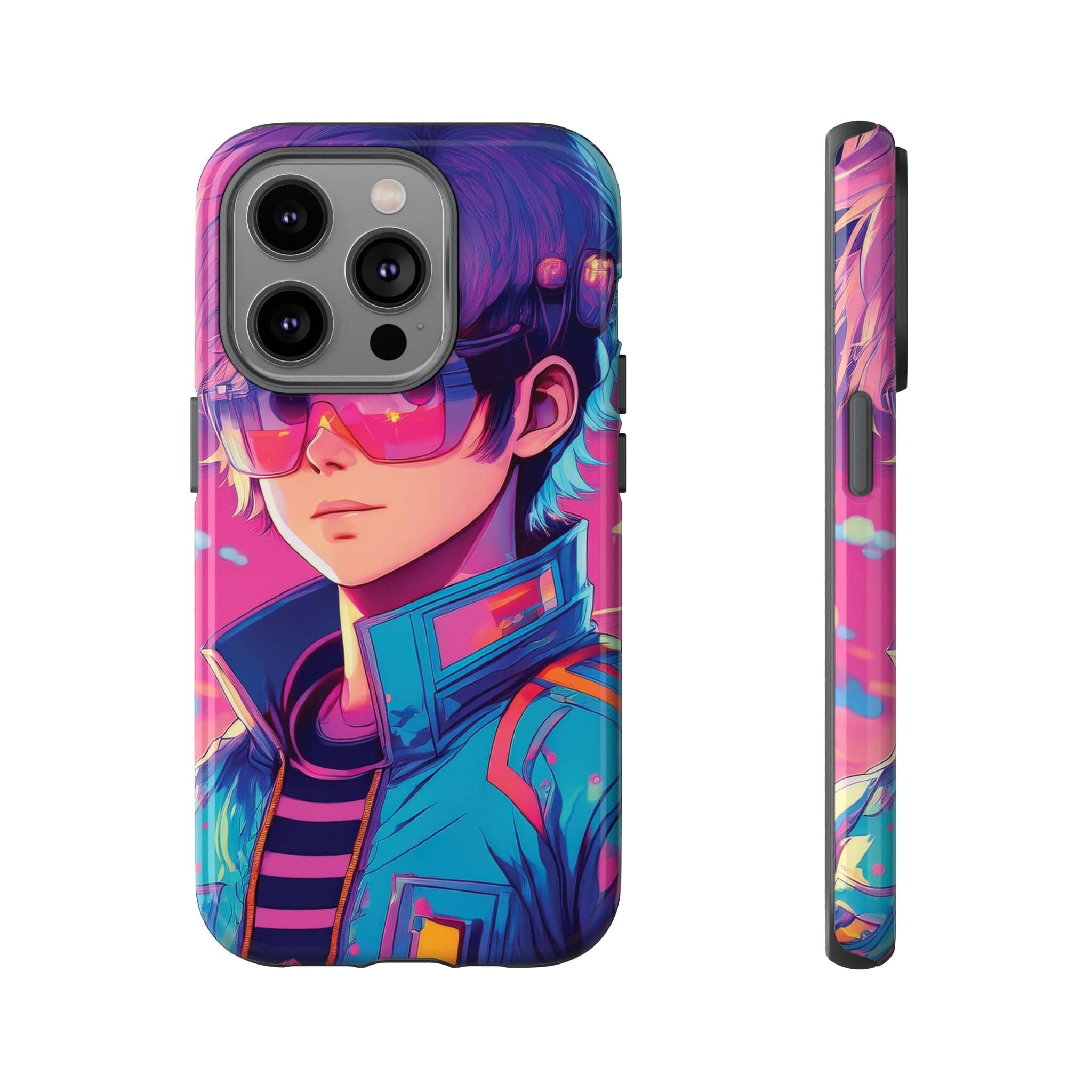 Retro-Futuristic Visionary Phone Case: Neon Dreams in Your Pocket - Tough Cases iPhone 14 Pro / Glossy Phone Case