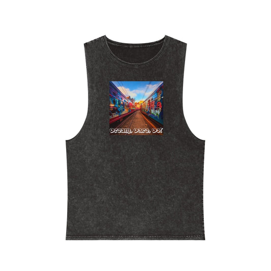 Retro Inspiration, Modern Motivation - Unisex Dual Print Stonewash Tank Top Black Stone / XS Tank Top