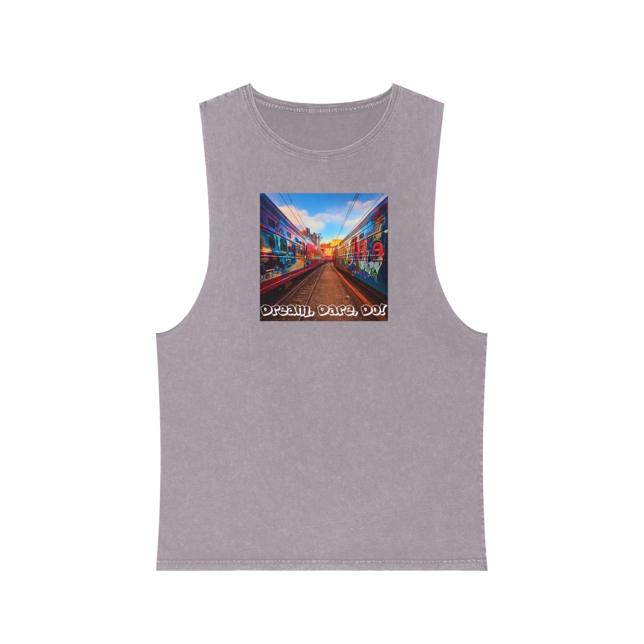 Retro Inspiration, Modern Motivation - Unisex Dual Print Stonewash Tank Top Orchid Stone / XS Tank Top