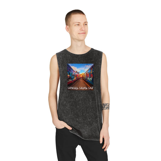Retro Inspiration, Modern Motivation - Unisex Dual Print Stonewash Tank Top Tank Top