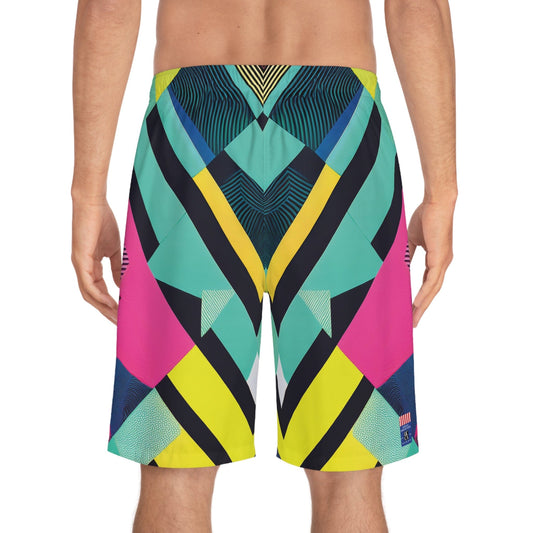 Ride the Wave: Neon Energy Board Shorts All Over Prints