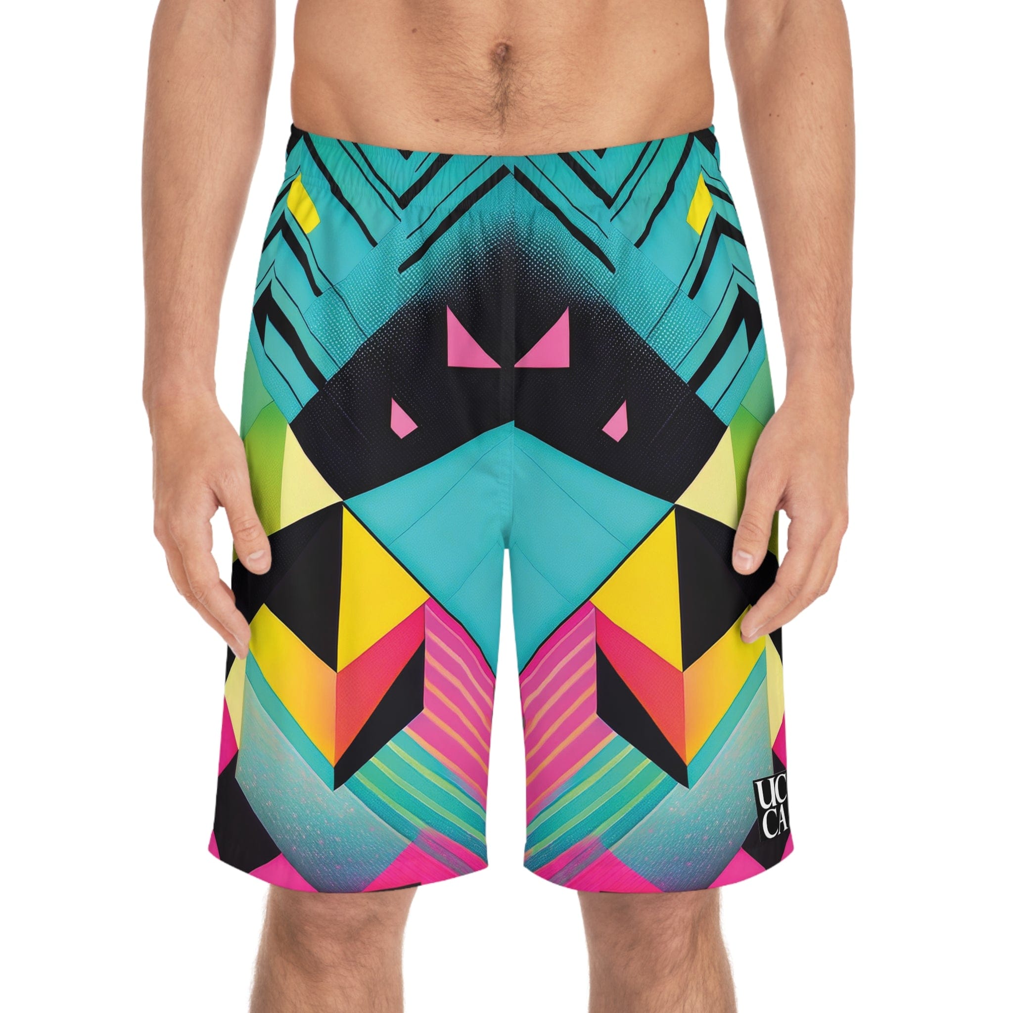 Ride the Wave: Neon Energy Board Shorts S / Seam thread color automatically matched to design All Over Prints