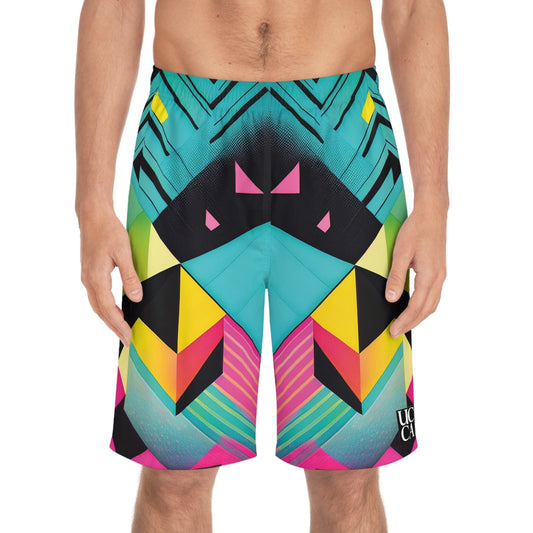 Ride the Wave: Neon Energy Board Shorts S / Seam thread color automatically matched to design All Over Prints