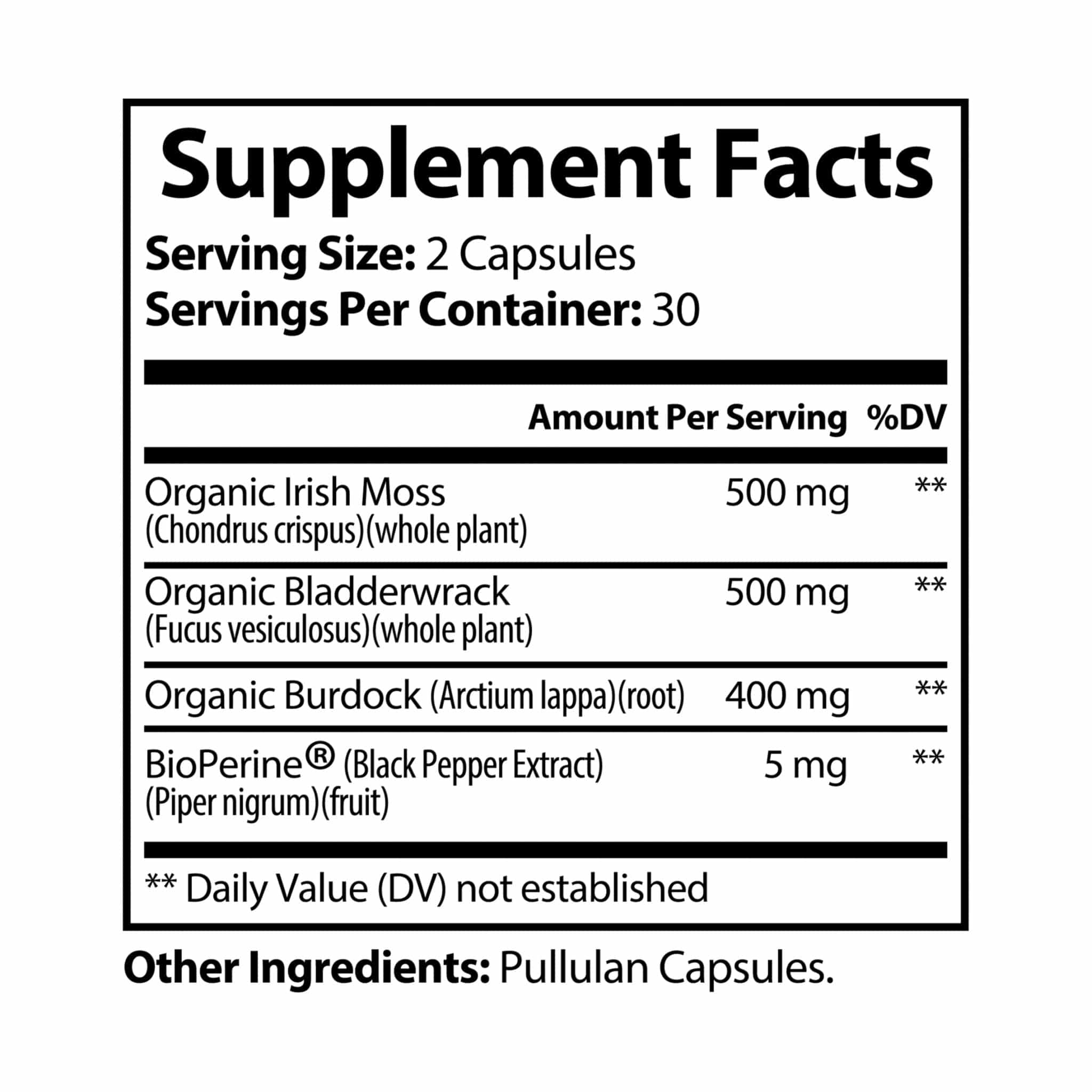 Sea Moss Supplement (60 Capsules) White bottle + cap / Unflavored / 60 Capsules Food Supplements