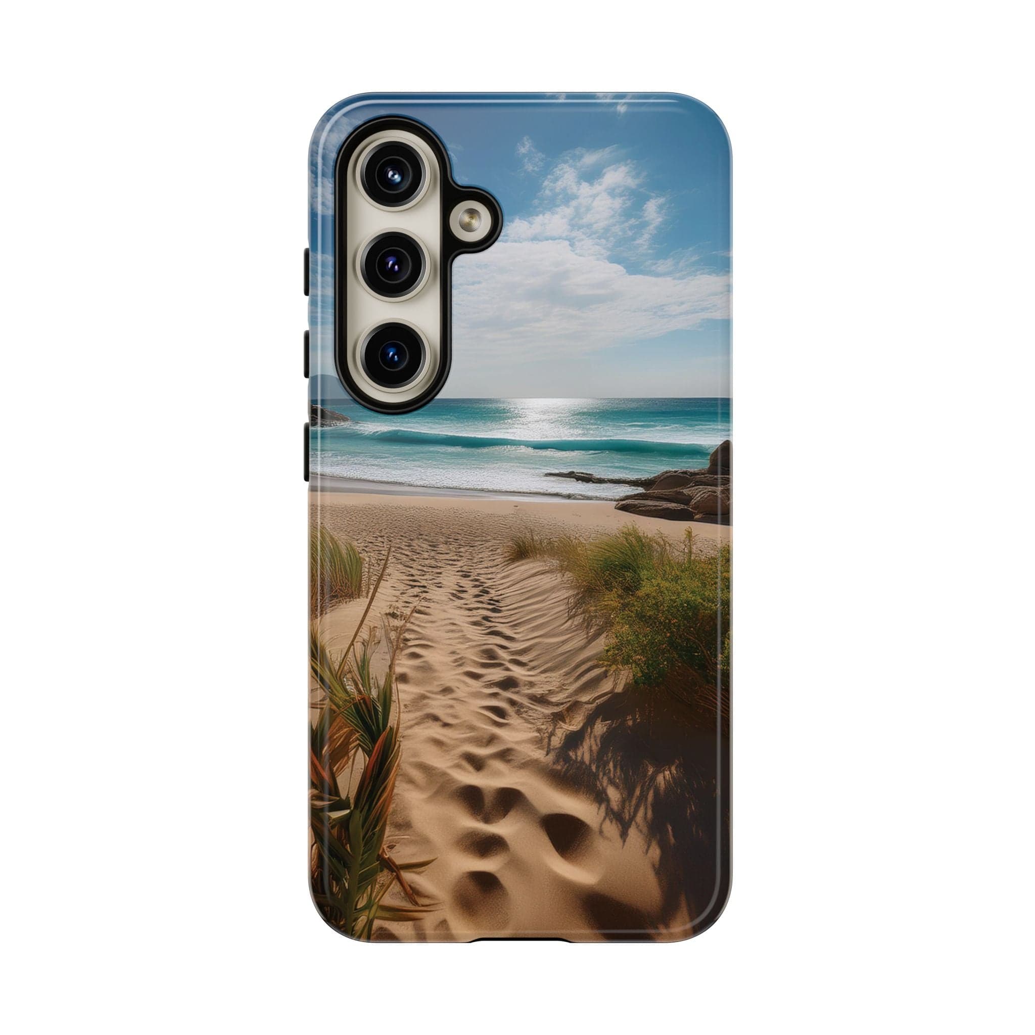 Serene Beach Path Phone Case: Escape to Paradise 🌊 - Tough Case Samsung Galaxy S24 / Glossy Phone Case