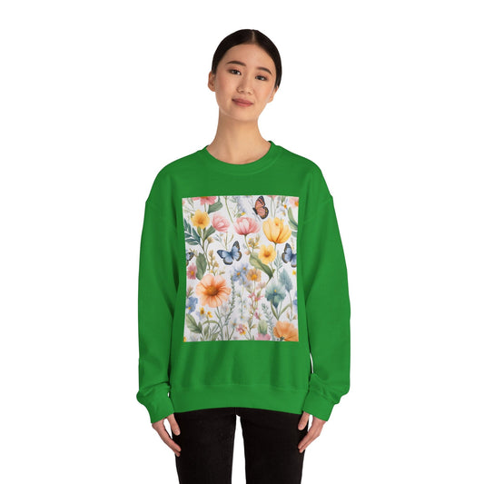Spring Bloom Crewneck Heavy Blend™ – Floral Serenity Edition 🌸🦋 Irish Green / S Sweatshirt