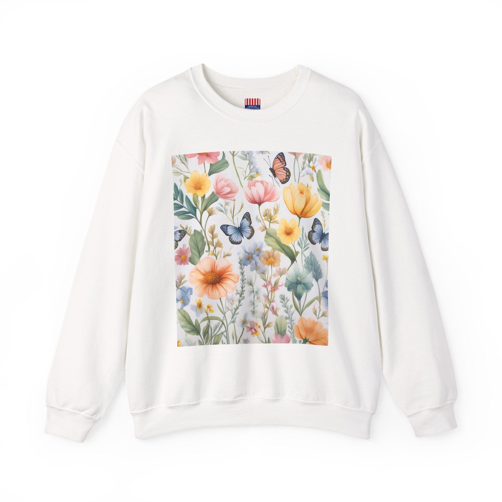 Spring Bloom Crewneck Heavy Blend™ – Floral Serenity Edition 🌸🦋 Sweatshirt