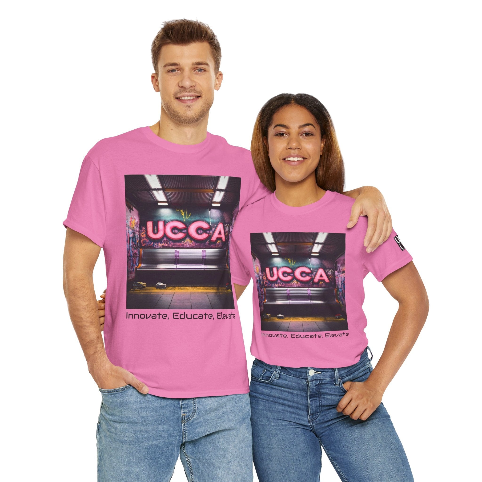 Step Back in Style: Retro Vibes, Modern Threads with a UCCA Edge - Unisex Heavy Cotton Tee Azalea / S T-Shirt