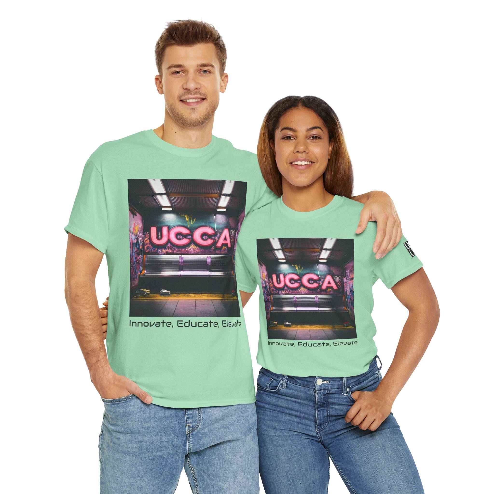 Step Back in Style: Retro Vibes, Modern Threads with a UCCA Edge - Unisex Heavy Cotton Tee Mint Green / S T-Shirt