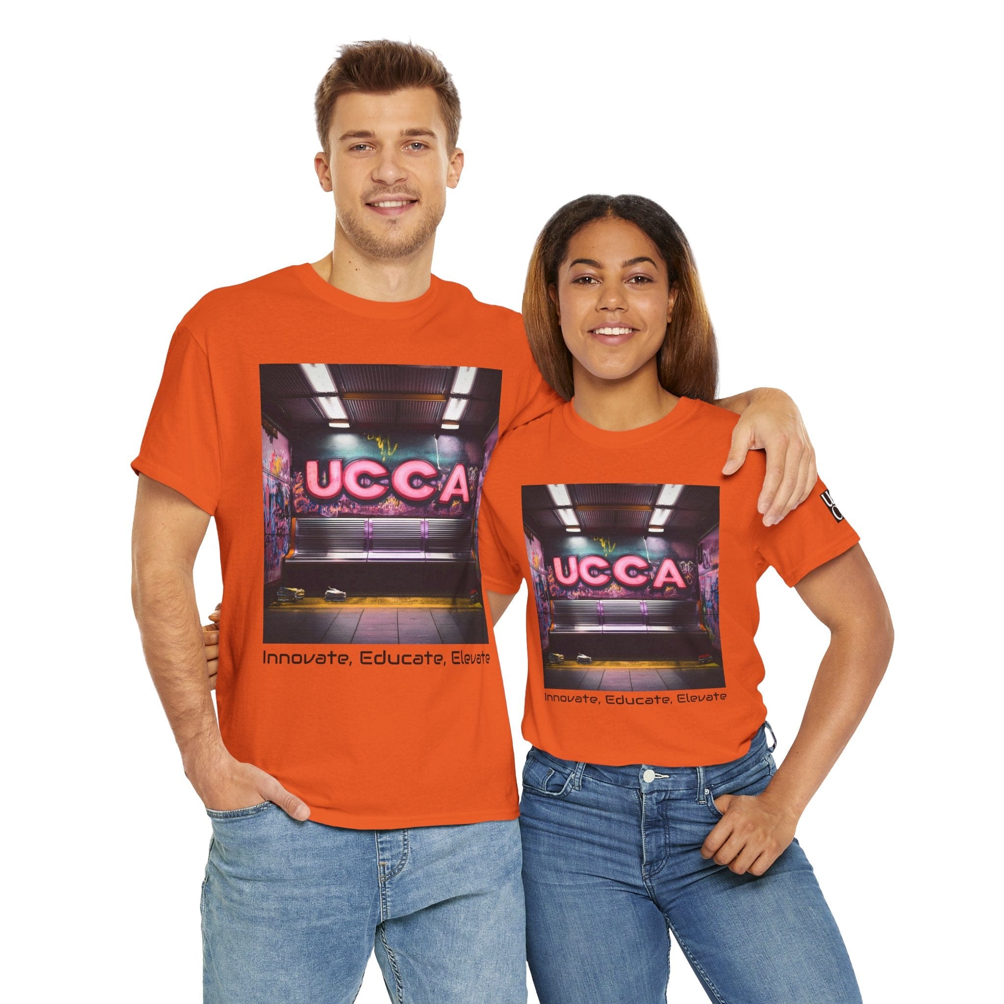 Step Back in Style: Retro Vibes, Modern Threads with a UCCA Edge - Unisex Heavy Cotton Tee Orange / S T-Shirt
