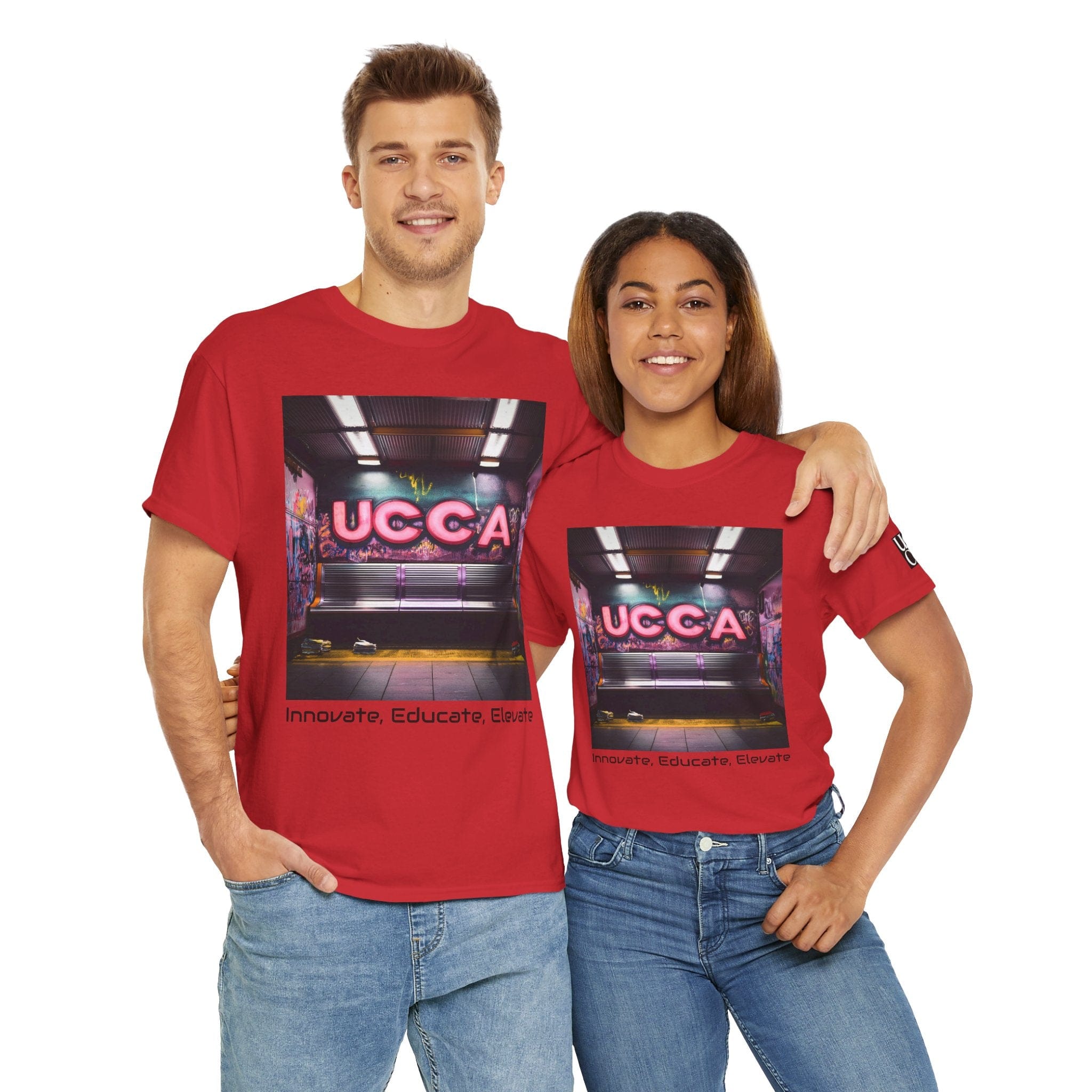 Step Back in Style: Retro Vibes, Modern Threads with a UCCA Edge - Unisex Heavy Cotton Tee Red / S T-Shirt
