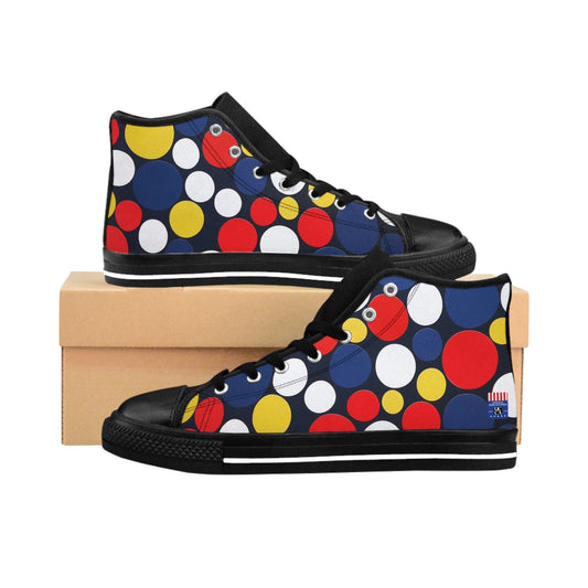 Step Into Retro Confidence: Polka Dot High-Top Sneakers US 6 / Black sole Shoes