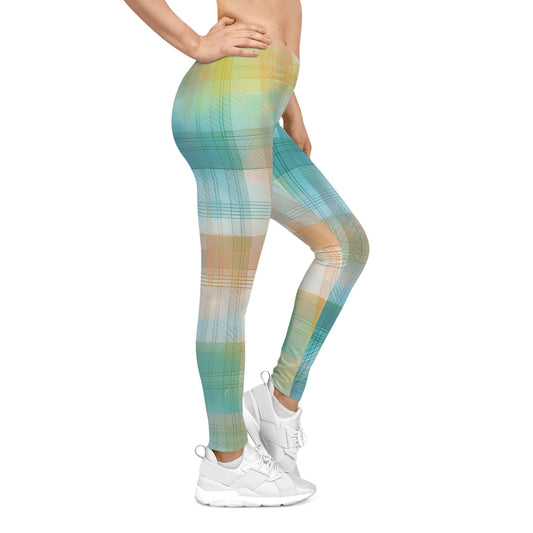 Sunwashed Plaid Leggings – Pastel Breeze Edition All Over Prints