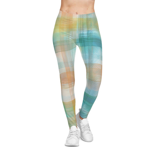 Sunwashed Plaid Leggings – Pastel Breeze Edition XS / Seam thread color automatically matched to design All Over Prints