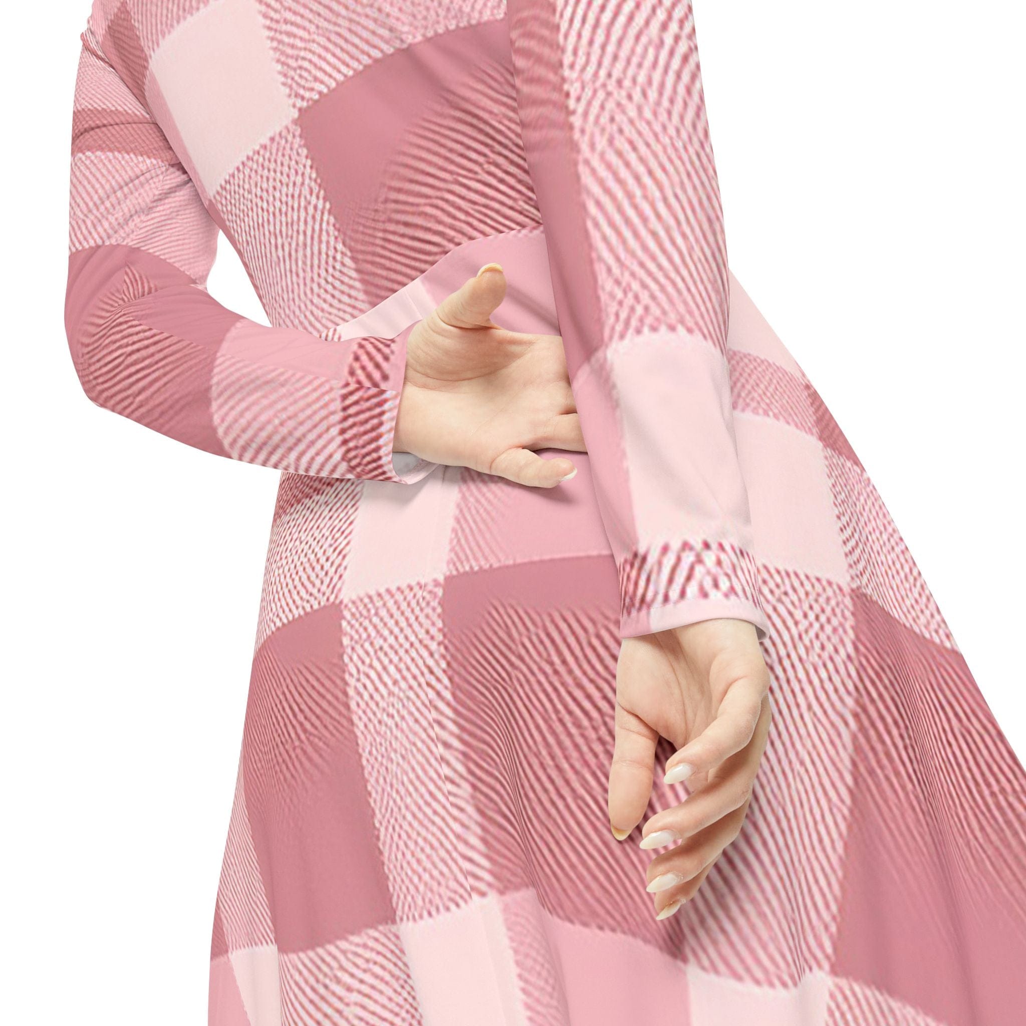 Sweet Plaid Spin Dress – Long Sleeve Gingham-Inspired All Over Prints