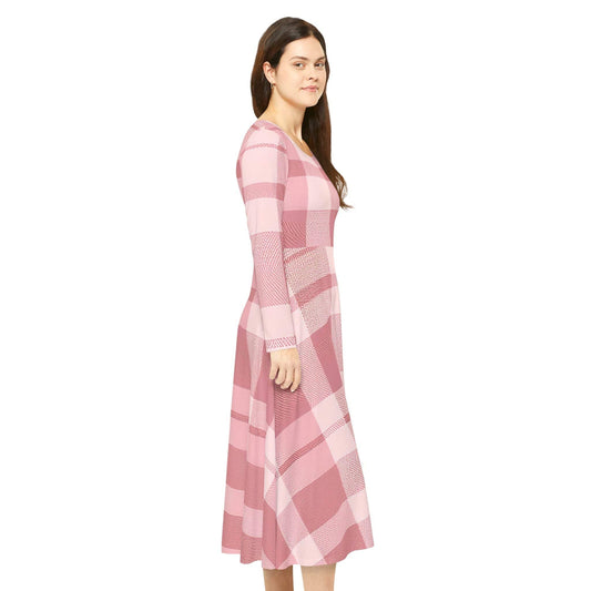Sweet Plaid Spin Dress – Long Sleeve Gingham-Inspired All Over Prints
