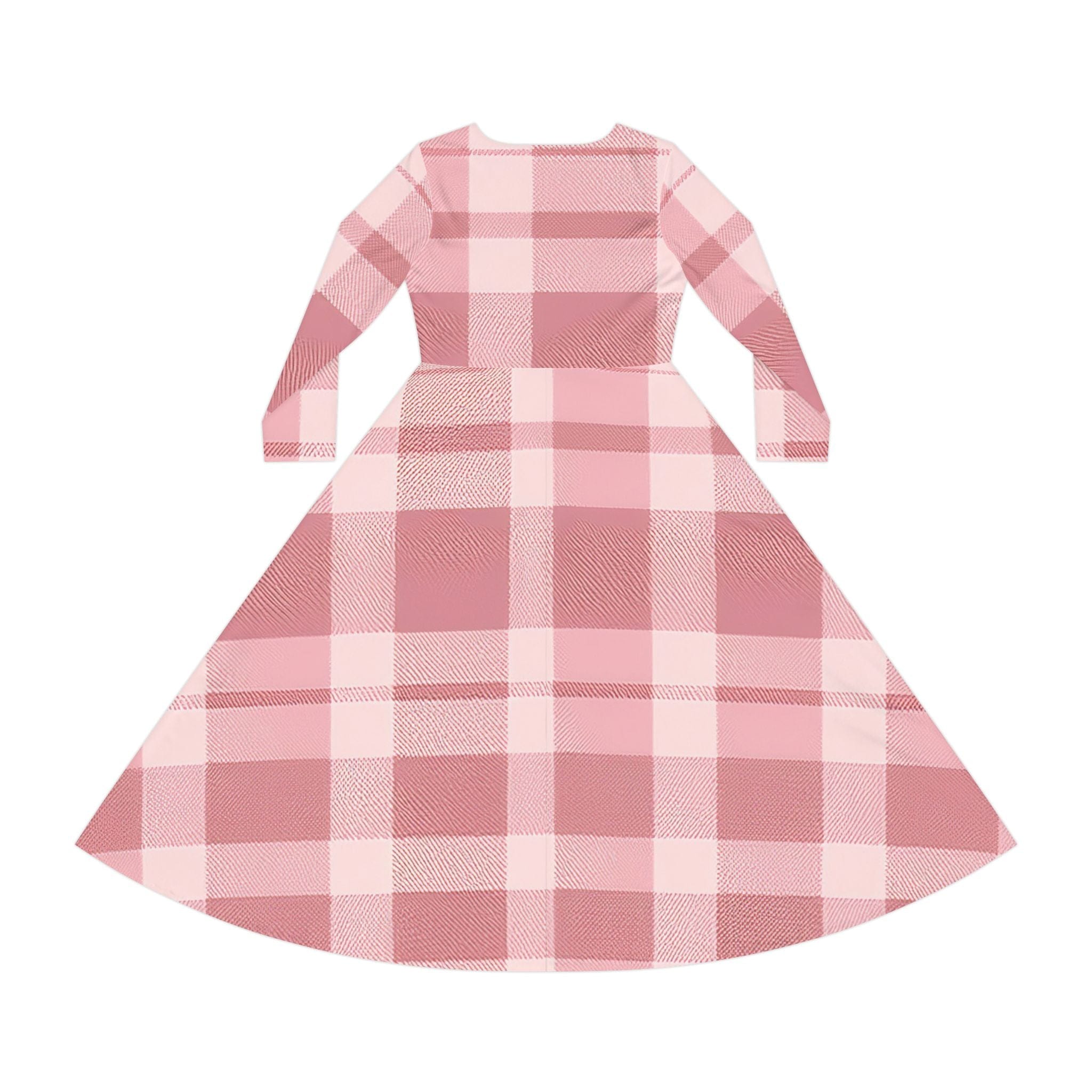 Sweet Plaid Spin Dress – Long Sleeve Gingham-Inspired All Over Prints