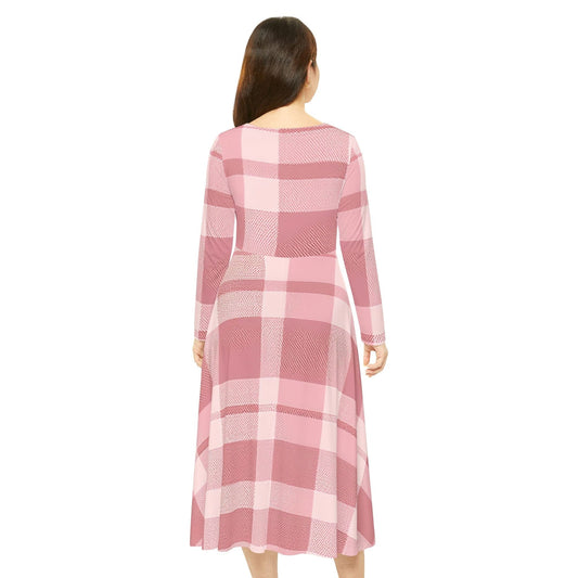 Sweet Plaid Spin Dress – Long Sleeve Gingham-Inspired All Over Prints