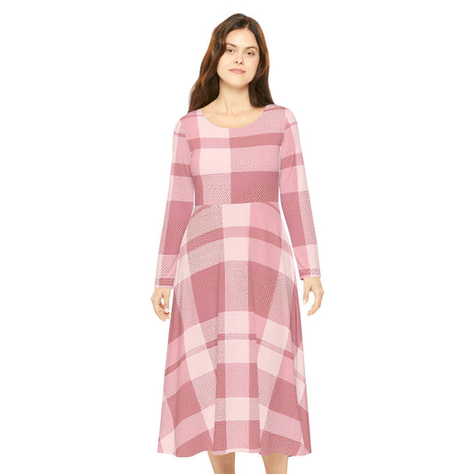 Sweet Plaid Spin Dress – Long Sleeve Gingham-Inspired S All Over Prints