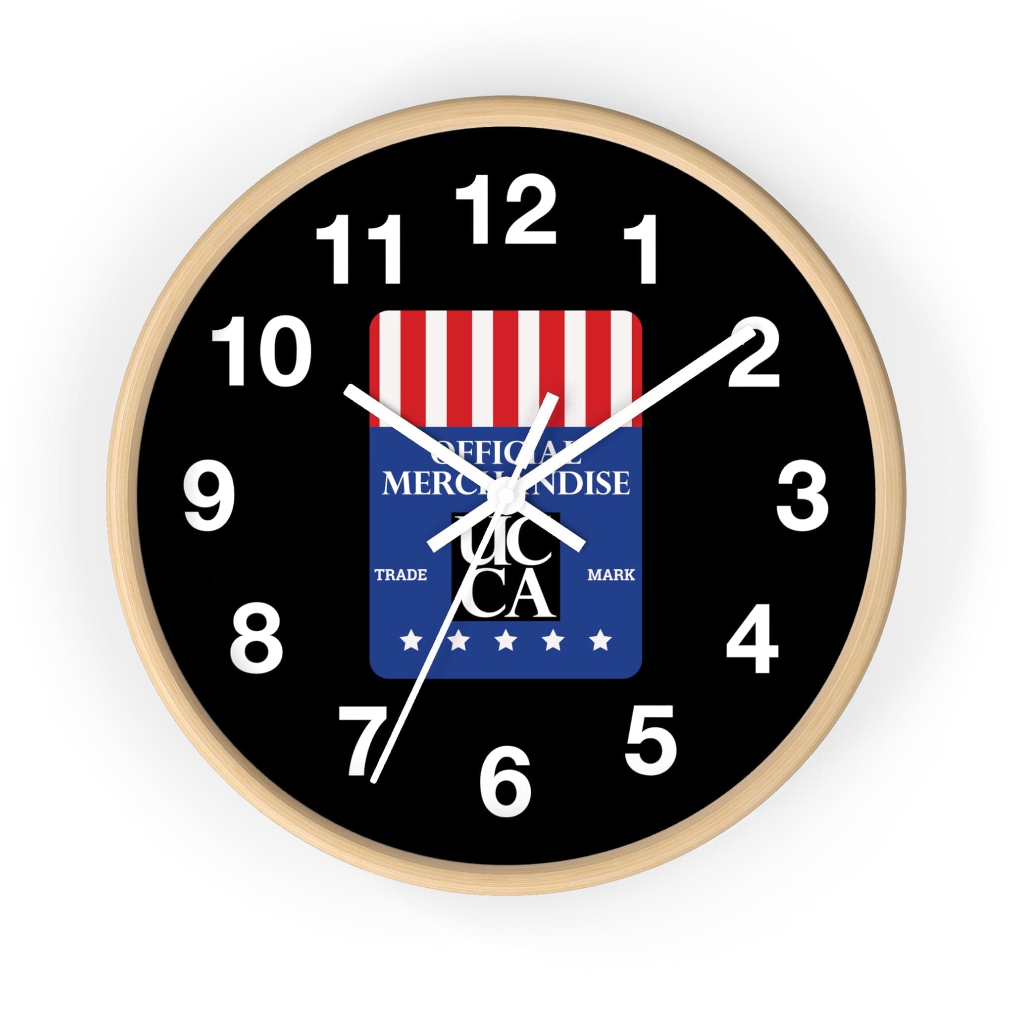 The Official UCCA Timekeeper: Wall Clock - Black Watch Face Wooden Base / White / 10