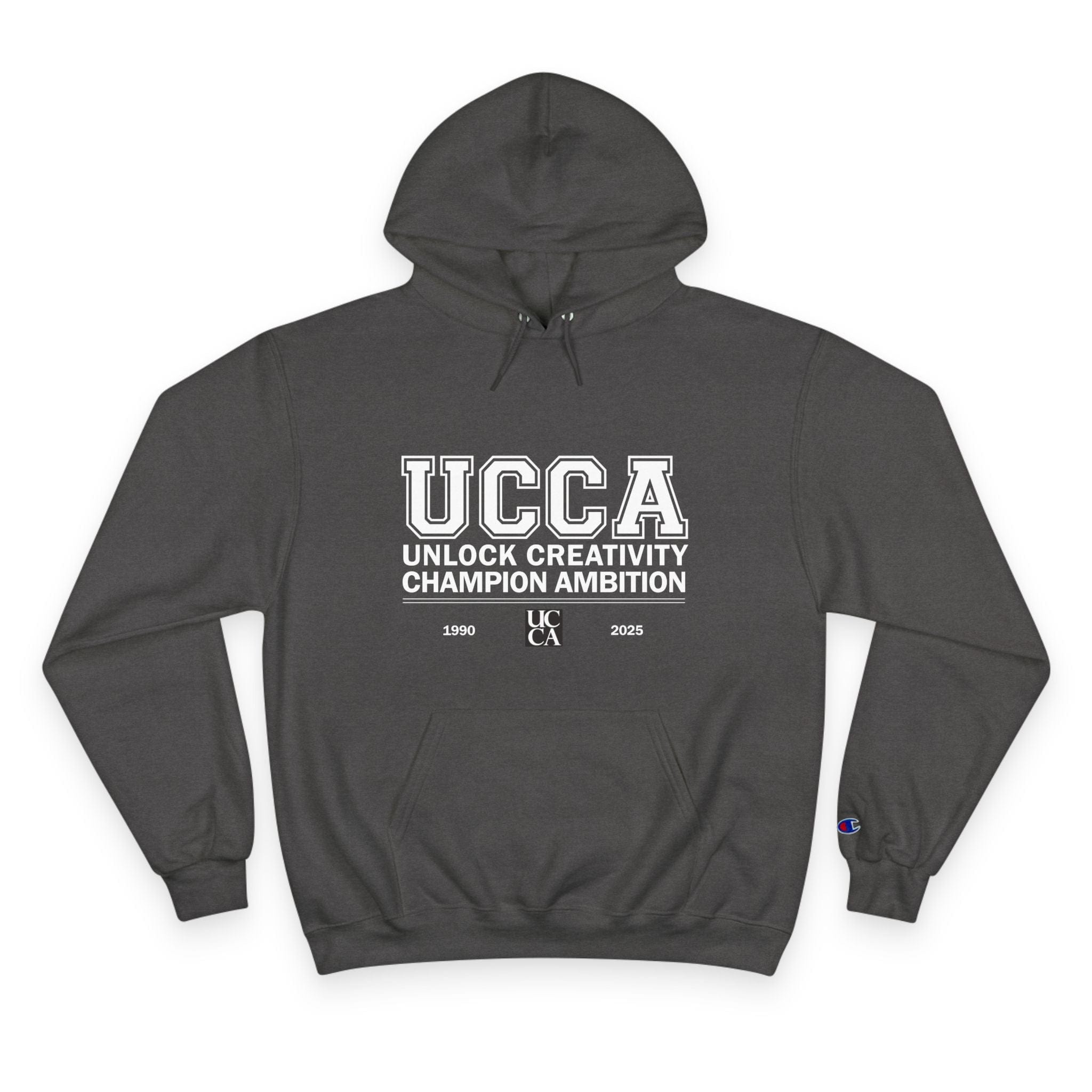 UCCA Champion Hoodie - UNLOCK CREATIVITY, CHAMPION AMBITION Charcoal Heather / S Hoodie