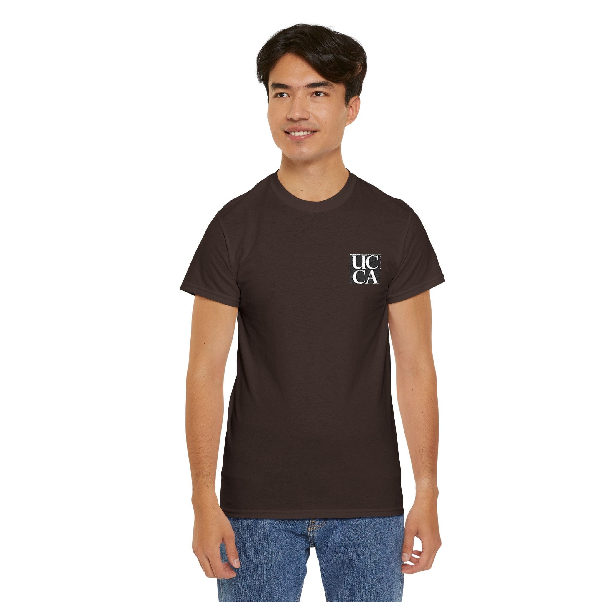 UCCA Welcome Tee – Mens Embroidered Edition for New Students Dark Chocolate / S T-Shirt