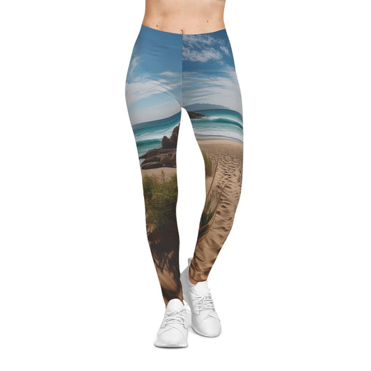 "Walk the Shoreline" Women's Casual Leggings XS / Seam thread color automatically matched to design All Over Prints