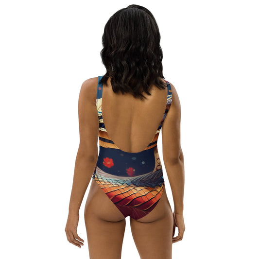 Women’s Abstract Luxe One-Piece Swimsuit – Bold Beach Energy