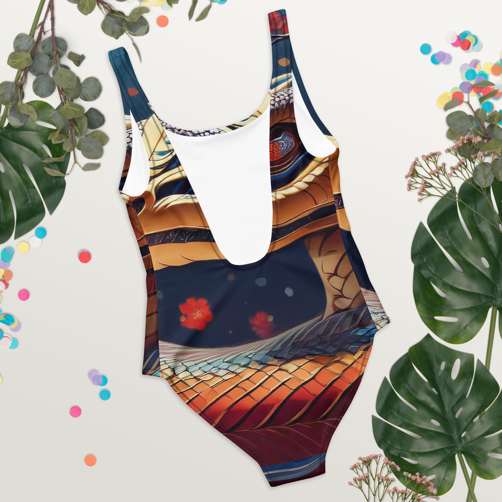 Women’s Abstract Luxe One-Piece Swimsuit – Bold Beach Energy