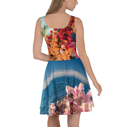 Women’s “Coastal Bloom” Skater Dress – Hawaii Dreamscape Vibes