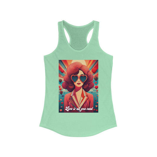 Women’s “Love Is All You Need” Retro Racerback Tank – 6 Colors of Pure Vibe XS / Solid Mint Tank Top