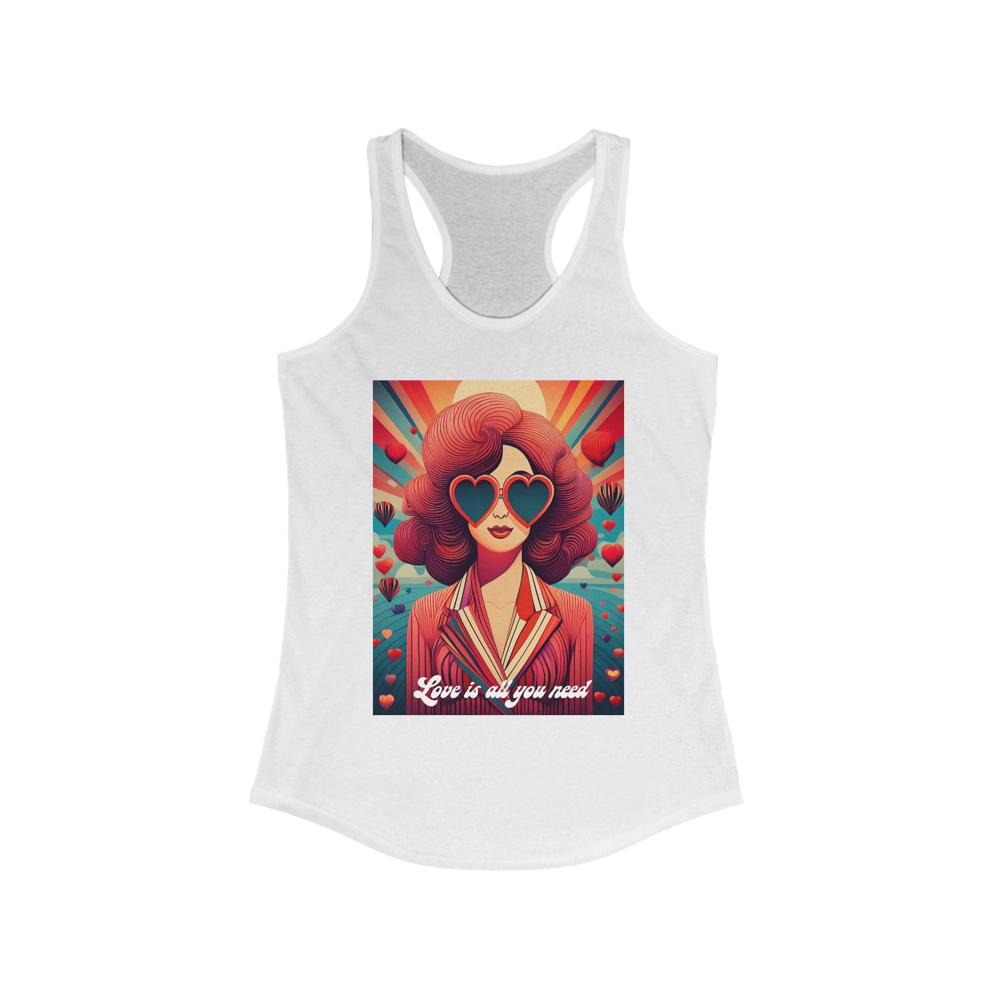 Women’s “Love Is All You Need” Retro Racerback Tank – 6 Colors of Pure Vibe XS / Solid White Tank Top