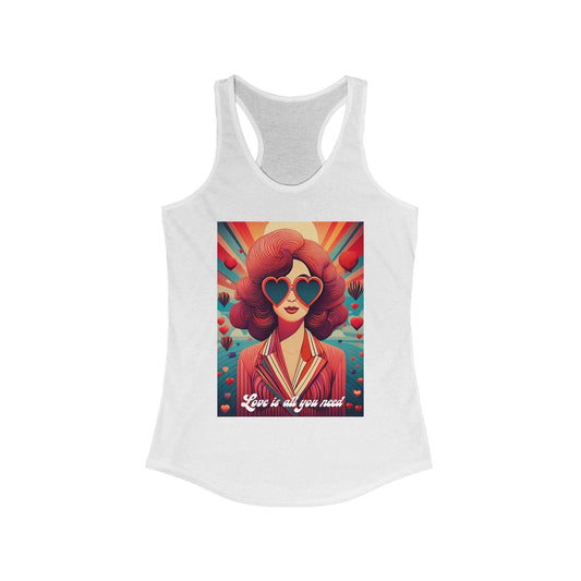 Women’s “Love Is All You Need” Retro Racerback Tank – 6 Colors of Pure Vibe XS / Solid White Tank Top