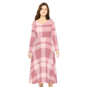 Sweet Plaid Spin Dress – Long Sleeve Gingham-Inspired